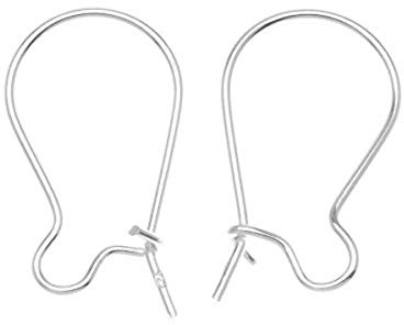 Beadaholique SS/124 Sterling Earring Hooks Kidney Wires, 21-Gauge, Silver, Pair of 5