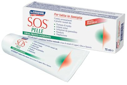 S.O.S Dr Ciccarelli, Crema Pronto Intervento, Riduce Rapidamente ed Efficacemente Rossore, Bruciore e Prurito dalla Pelle, 100% Made in Italy, Dermatologicamente Testato, Tubetto 75 ml