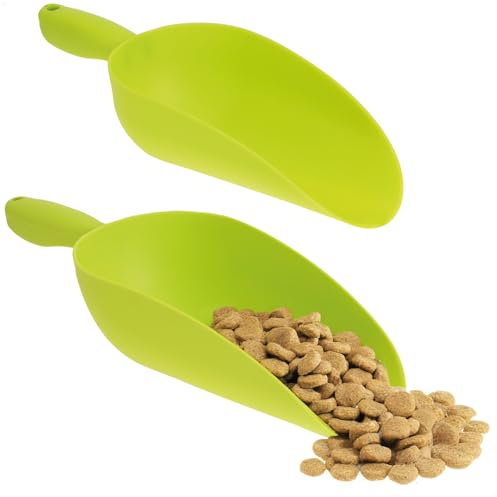 COM-FOUR 2x Futterschaufel zum Portionieren von Tierfutter (28,5 cm | 32,5 cm) – Sackschaufel aus Kunststoff - Messschaufel für Haustiere – Abwiegeschaufel für Futter und Saatgut
