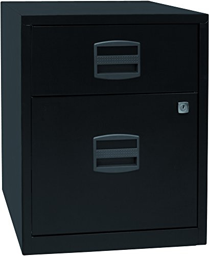 Bisley Home Personal Rollcontainer PFA: mit 1 Schublade und 1 Hängeregistaturschublade/Bürocontainer/Rollwagen Gebrauch für Schreibtisch, Akten, Dokumente, Schreibwaren Maße: 40 x 41.3 x 52.8 cm
