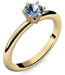 Goldring Blautopas 585 + inkl. Luxusetui + Blautopas Ring Gold Blautopasring Gold (Gelbgold 585) - Precious Amoonic Schmuck Größe 58 (18.5) AM195 GG585BTFA58