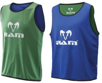 Ram Rugby Reversible Bibs - Set of 10 Training Bibs – Durable & Breathable for Contact Training - Sizes XL, Senior, Intermediate, Junior - Mesh Storage Bag Included - Multi sport Bibs