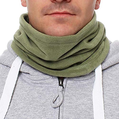 Happy Clothing Herren Schlauchschal aus Fleece mit Kordel, einfarbiger Fleeceschal für Damen und Herren, Farbe Schwarz, Dunkelblau, Grün, Weiß, Grau und Orange
