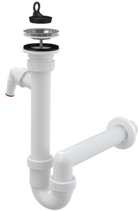 Spültisch Siphon Rostfreies Gitter DN 70 Anschlussrohr DN 40 Ablaufgarnitur mit Anschluss an Spülmaschine Waschmaschine Ablauf Spülbecken Spüle Geruchsverschluss
