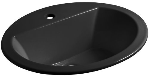 Kohler K-2699-1-7 Bryant Oval Self-Rimming Bathroom Sink with Single-Hole Faucet Drilling, Black Black, 1.375