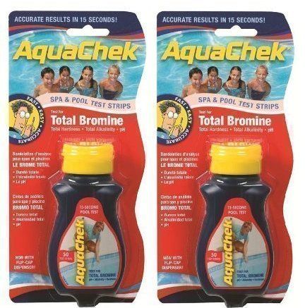 Aquacheck Happy Hot Tubs 2 Pack Red Bromine Aquachek Pool & Spa Test Strips Total Alkalinity PH Hardness Quick Dip Stick Sticks TA + - Strip Aqauchek Swimming Water Treatment