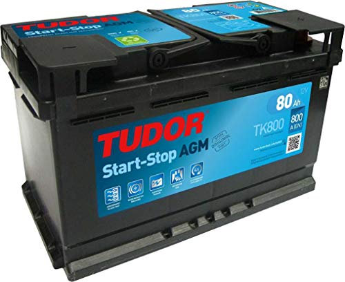 Tudor TK800 Batería de coche Tudor 80Ah 800A, AGM, Apta para coches y Automóviles de turismo con sistema Start-Stop