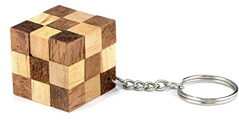 Logica Spiele Art. Mini-Schlangenwürfel-Schlüsselanhänger - 3D-Denkspiel aus Holz - Schwierigkeit 3/6 Schwierig - Knobelspiel - Geduldspiel - Leonardo da Vinci Kollecktion