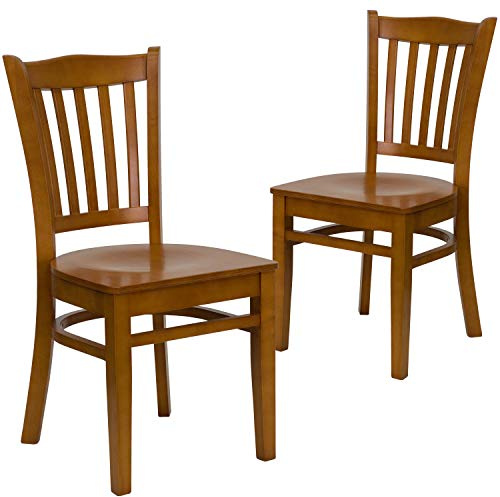 Flash Furniture . HERCULES Series Vertical Slat Back Cherry Wood Restaurant Chair (Pack of 2)