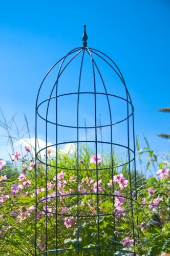 KUHEIGA Blumenhilfe Ø 60cm Höhe: 200cm Rankhilfe Rankgitter Schwarz Obelisk