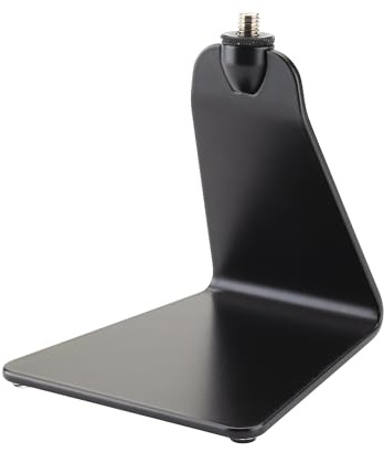 K&M 23250 Design Mikrofon-Tischstativ - Schwarz, Stahl - 12,5 x 13 x 14,2 cm - 3/8“ Gewindeanschluss, breite Info-Fläche