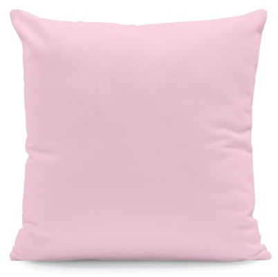 Hans-Textil-Shop Kissenbezug 40x40 cm Rosa Uni – 100% Baumwolle Linon, Made in Europe – Kissenhülle mit Industrie-Reißverschluss für Sofakissen & Dekokissen