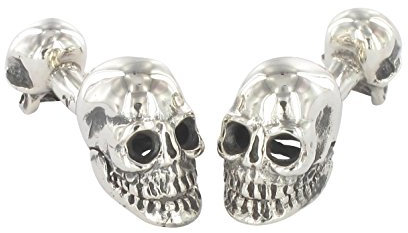 BROOKER Manschettenknöpfe Totenkopf Schädel Silber