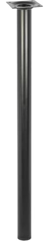 WAGNER Möbelbein/Tischbein/Möbelfuß Classic Retro - Ø 30 x 500 mm, integrierte Anschraubplatte 60 x 60 mm, Innengewinde Ø 10 mm, Stahl pulverbeschichtet schwarz - 12105001