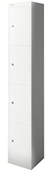 BISLEY Schließfachschrank Office, 1 Abteil, 4 Fächer, T 305 mm, Metall, 696 Verkehrsweiß, 30.5 x 30.5 x 180.2 cm