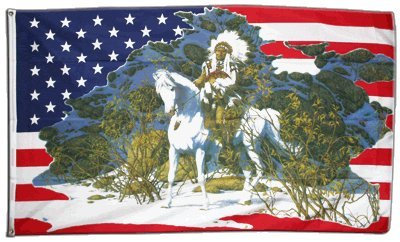 Digni Drapeau USA Etats-Unis avec Chef Indien - 60 x 90 cm