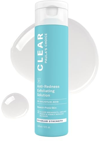 Paula's Choice CLEAR Anti-Redness Exfoliating Solution, 2% Salicylic Acid Liquid Exfoliant for Face, Face Exfoliant for Mild to Severe Acne & Breakouts, Blackhead-Prone Skin, Fragrance-Free