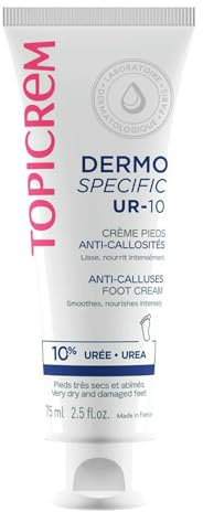 Topicrem - UR-10, Crème Réparatrice pour Pieds Anti-Callosités - Lisse, Nourrit, Répare les Pieds Secs et Abîmés - Soin de la Peau pour Adolescent et Adulte - Texture Onctueuse - Tube 75 ml