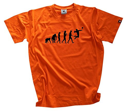 Shirtzshop Herren Faustball Faust Ball Volleyball Handball Evolution T-Shirt Orange XXXL