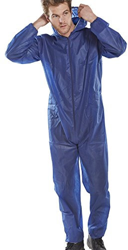 Workwear World WW208 Disposable Blue Boiler Suit Protective Zipped Coverall with Hood Sizes M-XXL (XL)