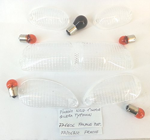 RMS KIT 4 GEMME FRECCE + VETRO FANALE POSTERIORE TRASPARENTI compatibile con GILERA TYPHOON - 5 LAMPADINE OMAGGIO