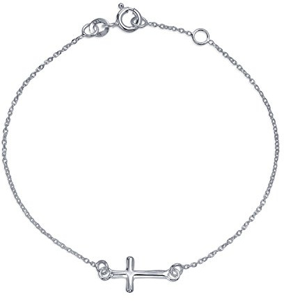 Bling smycken läckra traditionella kristna religiösa 5 multi dinglande kors berlock armband för tonåringar kvinnor figaro kedja polerad. 925 sterlingsilver 18 cm handled, 7 inches, Sterlingsilver