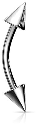 Paula & Fritz® Barbell Stud Labret Monroe Cartilage Silber Spitze Spike Farben Edelstahl Chirurgenstahl 316L Länge 6mm - 12mm