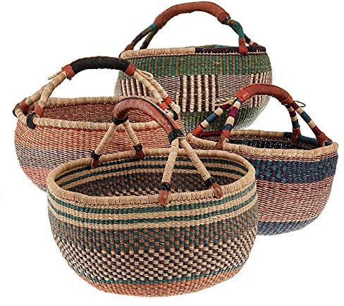SIDCO Einkaufskorb Seegras Keniakorb Malikorb Seegrastasche Korb mit Ledergriff