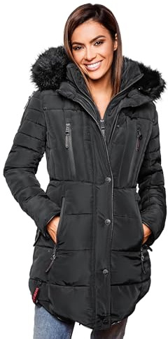 MARIKOO warme Damen Winter Jacke Winterjacke Parka Stepp Mantel lang B401
