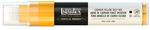 Liquitex 4610163 Professional Paint Marker, Acrylmarker mit hochpigmentierte Acrylfarbe auf Wasserbasis für den Innenbereich & Außenbereich, breite Spitze - Kadmiumgelb dunkel Farbton