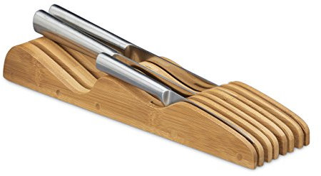 Relaxdays Ceppo Portacoltelli/per Coltelli, Posto per 7 Coltelli, Coltelli non Inclusi, Misure Hbt: ca 5 X 9,5 X 40 cm, Colore Naturale