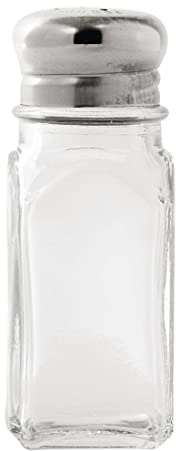 Olympia Nostalgic Glass Salt and Pepper Shakers 100x40mm, Pack of 100 | Equipped with an 11-hole lid for controlled dispensing, suited for busy commercial kitchens and catering events.
