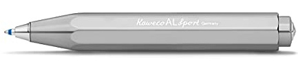 Kaweco AL SPORT Kugelschreiber Raw I Business Kuli aus hochwertigem Aluminium in Silber I Edler Taschen-Kugelschreiber mit Herzkurvenmechanik I Seidenglänzender Druckkugelschreiber 10,5 cm
