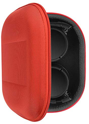 Geekria Shield Headphones Case Compatible with Sony MDR-ZX300, MDR-ZX310, MDR-XB200, MDR-ZX100, MDR-ZX110, Replacement Hard Shell Travel Carrying Bag with Cable Storage (Red)