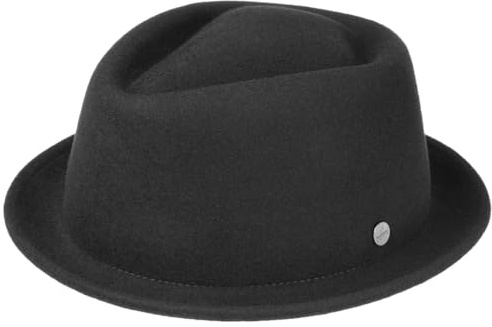 Lierys Blank Pork Pie Filthatt by Damer/Herrar - musikerhatt herrhatt Vinter Höst Sommar Vår Sommar-Vinter - S (54-55 cm) svart