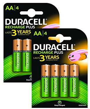 Duracell 1300mAh AA Size Rechargeable Batteries--Pack of 8