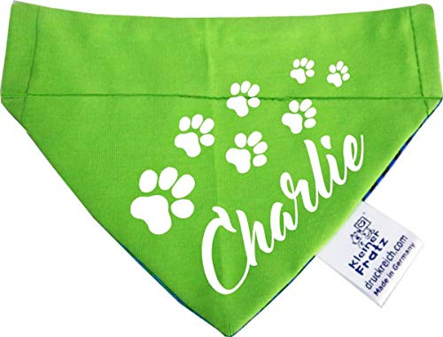Hunde Durchzugstuch mit Namen des Tieres (Lime-royal) (Gr.L - 28 x 20 cm)