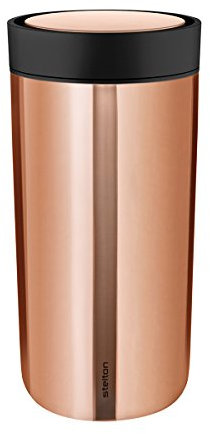 Stelton 580-4 Tassen und Untertassensets, To Go Click, 0.34 L, Edelstahl, steel copper, 9 x 9 x 18 cm