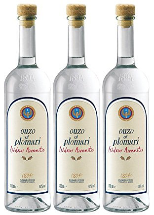Ouzo of Plomari Isidoros Arvanitis 40 Vol. Distilled (3 x 0.7 l)