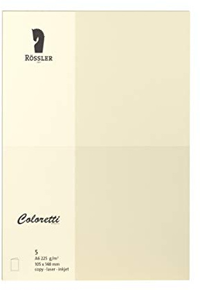 Rössler 220770512 - Coloretti Karten, DIN A6 hd-pl, 220 g/m², creme, 5 Stück