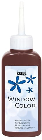 KREUL 42722 - Window Color dunkelbraun 80 ml, Fenstermalfarbe auf Wasserbasis, mit strukturierter Oberfläche, für Glas, Spiegel, Fliesen und andere glatte Flächen