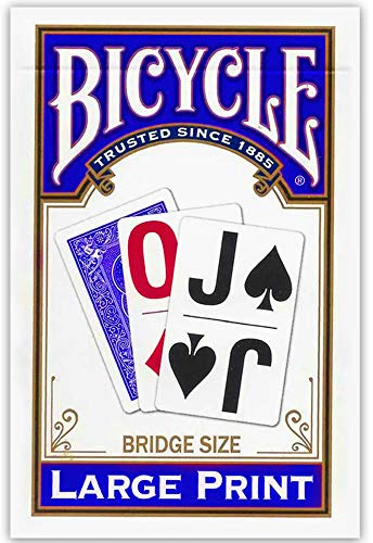 Bicycle Carte da gioco con stampa grande, carte da gioco di dimensioni del ponte, carte da gioco con stampa grande per anziani, 1 mazzo, rosso e blu, il colore può variare