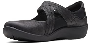 Clarks Sillian Bella, Zapatos Planos Mary Jane Mujer, Black Synthetic, 41.5 EU