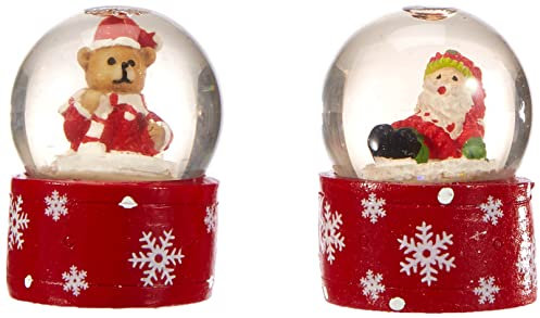 Dekohelden24 Bellissimo Set di 2 Piccolo Palle di Vetro con Neve, Circa 5 x 3,5 cm/Ø 3,5 cm