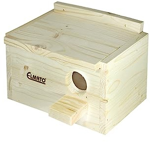 Elmato 13500 Wellensittichkobel Brutkasten Nistkasten Sittich, Fichte massiv, Nestmulde, 25×16,5x16cm