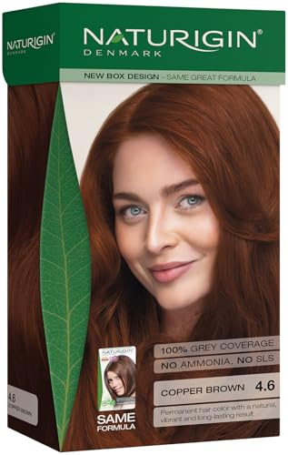 Rotbraun 4.6 permanente Haarfabe mit natürlichen Inhaltsstoffen - Ohne Ammoniak | 100% Grauabdeckung, langanhaltendes natürliches Haarfärbe-Set mit 12 Bio-Kräutern, vegan, tierversuchsfrei
