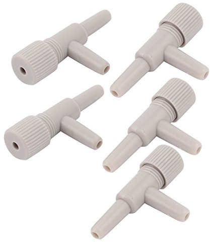 sourcing map Luftpumpe Regelventile Kunststoff Aquarium Fisch Sauerstoff Luftschlauch Rohr Strömungsregler 5 Pcs Grau | Material: Kunststoff, Anschluss: 5mm, Größe: 47x23mm, Gewicht: 10g