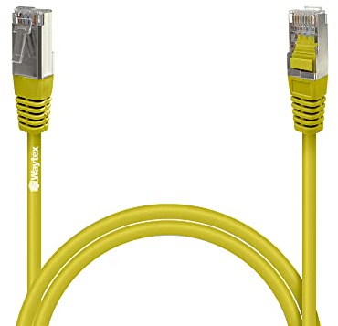 Waytex 32061 Câble Ethernet Réseau RJ45 Cat 5e FTP 100MHz Blindé couleur - Compatible PC, Routeur, Modem, Switch Consoles de jeux, TV, amplificateur réseau – 1m, Jaune