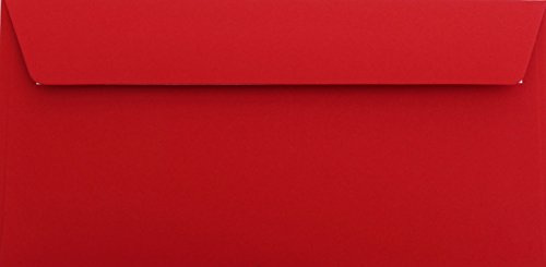 25 Din lang Briefumschläge Rosen Rot 11 x 22 cm mit Haftstreifen, Grammatur 120 g/m²