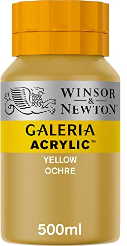 Winsor & Newton 2150744 Galeria Acrylfarbe, hohe Pigmentierung, lichtecht, buttrige Konsistenz, 500 ml Topf - Gelber Ocker